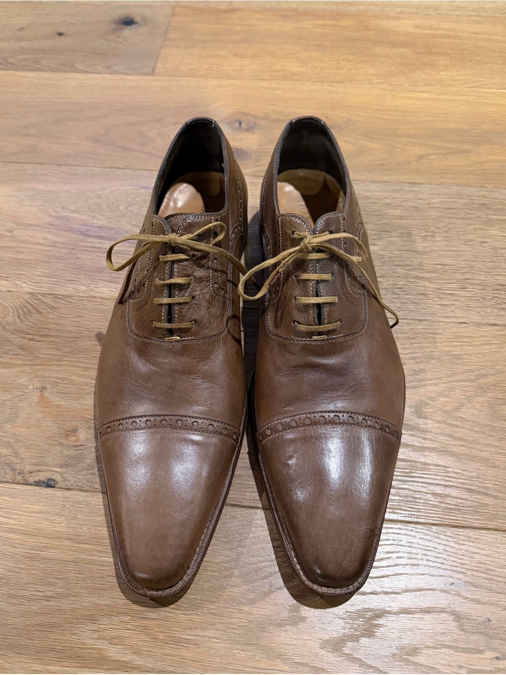 Magnanni Brown Leather Cap Toe Brogue Oxford Dress Shoes Men’s 11M